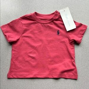 NWT Ralph Lauren Toddler Short Sleeve Tee in Coral Red with Navy Pony